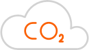 icona meno co2 nell'atmosfera